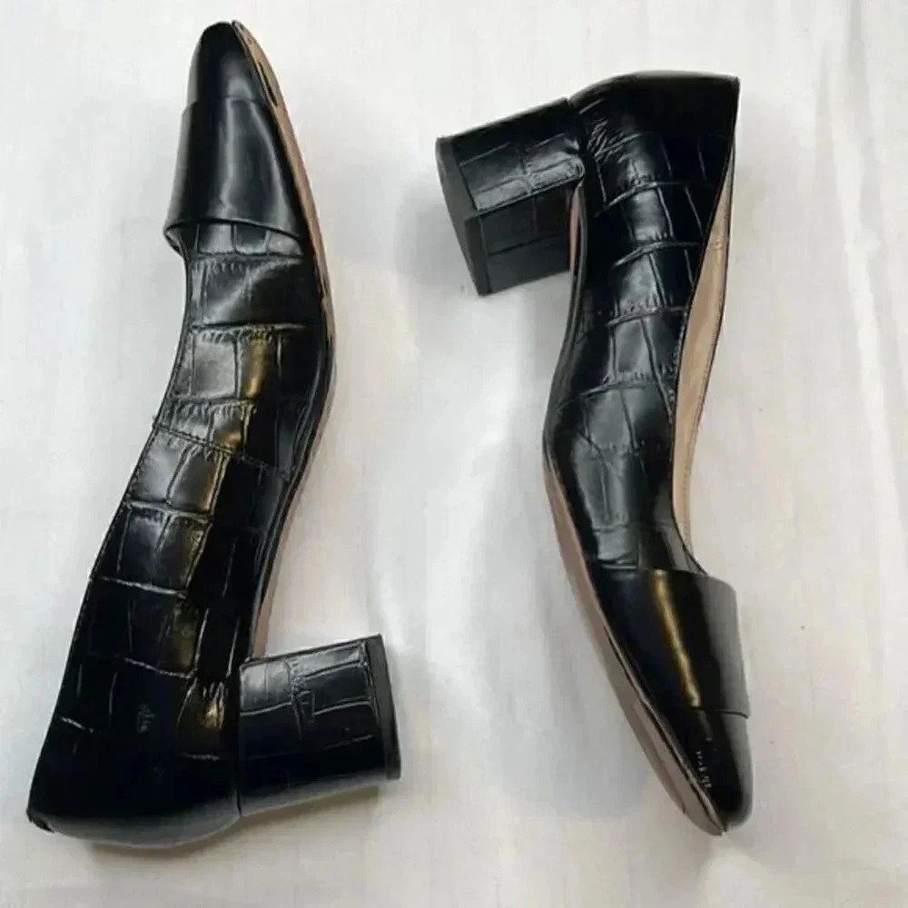 Clarks Narrative Chinaberry Sky Black Leather Pumps Size 8 1/2m - Picture 5 of 7
